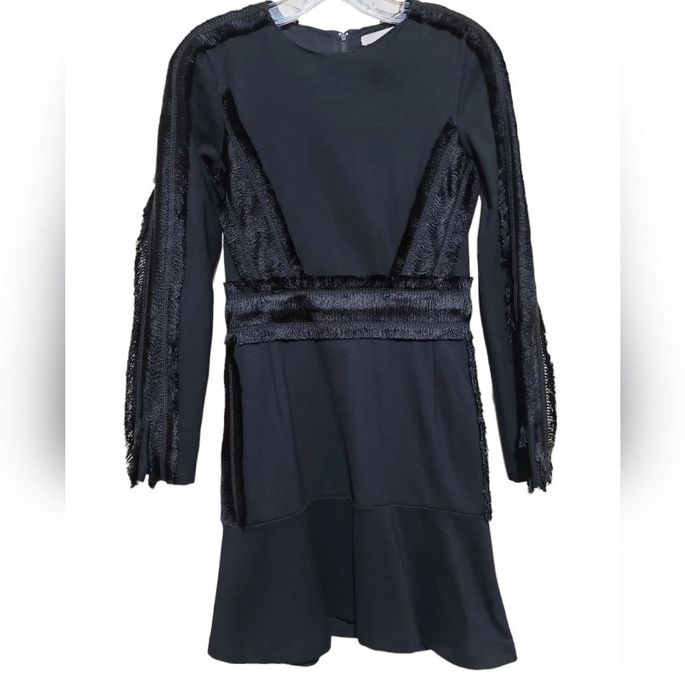 HM Women's Black LongSleeve Fringe Dress Size 4